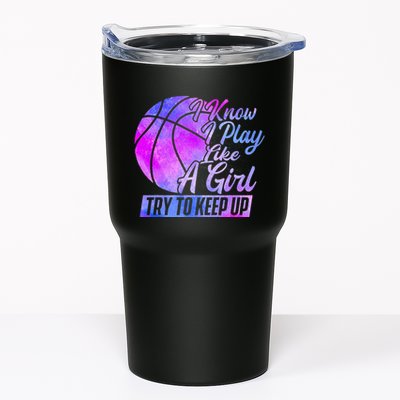 I Know I Play Like A Girl Basketball Player Game Day Tumbler