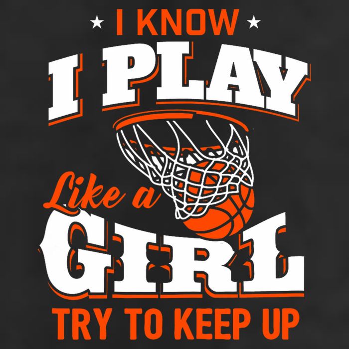 I Know I Play Like A Girl Basketball Girl 7 Panel Mesh Trucker Snapback Hat