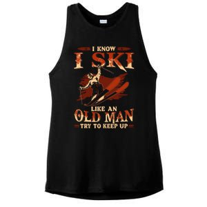 I Know I Ski Like An Old Try To Keep Up Gift Ladies PosiCharge Tri-Blend Wicking Tank