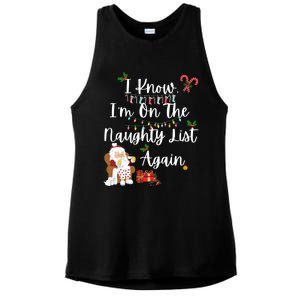 I Know IM On The Naughty List Again Santa Candy Xmas Holly Cute Gift Ladies PosiCharge Tri-Blend Wicking Tank