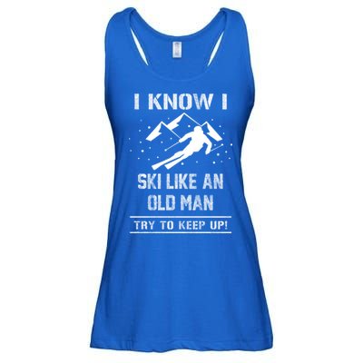 I Know I Ski Like An Old Try To Keep Up Meme Saying Gift Great Gift Ladies Essential Flowy Tank