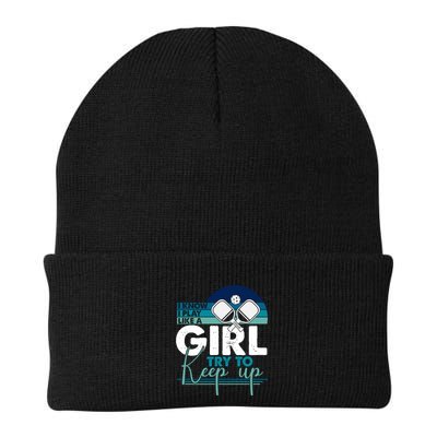 I Know I Play Like A Girl Try To Keep Up Gift For Pickleball Team Beanie