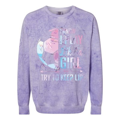 I Know I Play Like A Girl Soccer Colorblast Crewneck Sweatshirt