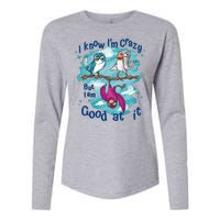 I Know I'm Crazy Funny Birds Womens Cotton Relaxed Long Sleeve T-Shirt