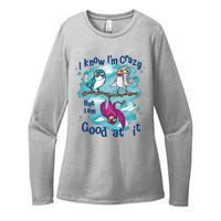 I Know I'm Crazy Funny Birds Womens CVC Long Sleeve Shirt