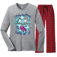 I Know I'm Crazy Funny Birds Women's Long Sleeve Flannel Pajama Set 