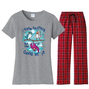 I Know I'm Crazy Funny Birds Women's Flannel Pajama Set