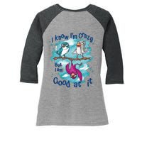 I Know I'm Crazy Funny Birds Women's Tri-Blend 3/4-Sleeve Raglan Shirt