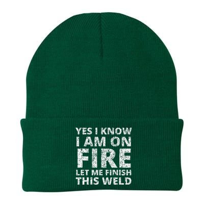 I know i am on fire Funny Welder Welding Gifts Knit Cap Winter Beanie