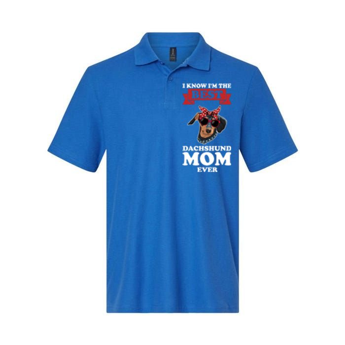 I Know I'm The Best Dachshund Mom Ever Wiener Cool Gift Softstyle Adult Sport Polo