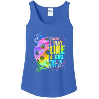 I Know I Play Like A Try To Keep Up Pickleball Dink Gift Ladies Essential Tank