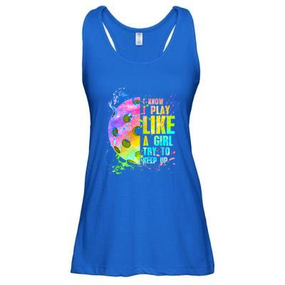 I Know I Play Like A Try To Keep Up Pickleball Dink Gift Ladies Essential Flowy Tank