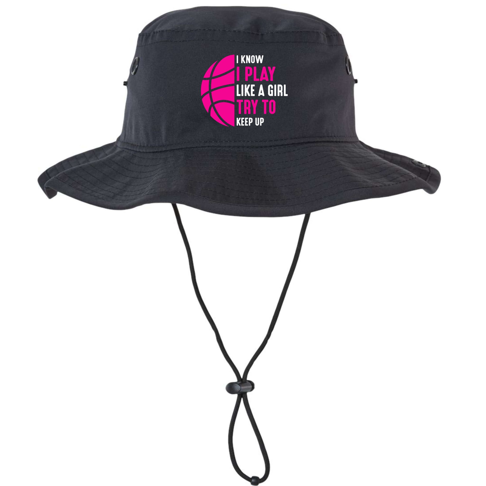 I Know I Play Like A Girl Try To Keep Up Basketball Gift Bucket Hat