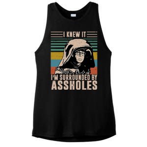 I Knew It I'm Surrounded By Assholes Retro Ladies PosiCharge Tri-Blend Wicking Tank