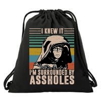 I Knew It I'm Surrounded By Assholes Retro Drawstring Bag