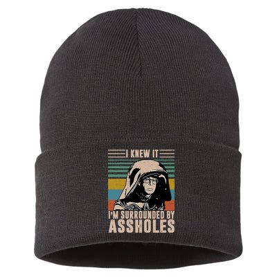 I Knew It I'm Surrounded By Assholes Retro Sustainable Knit Beanie