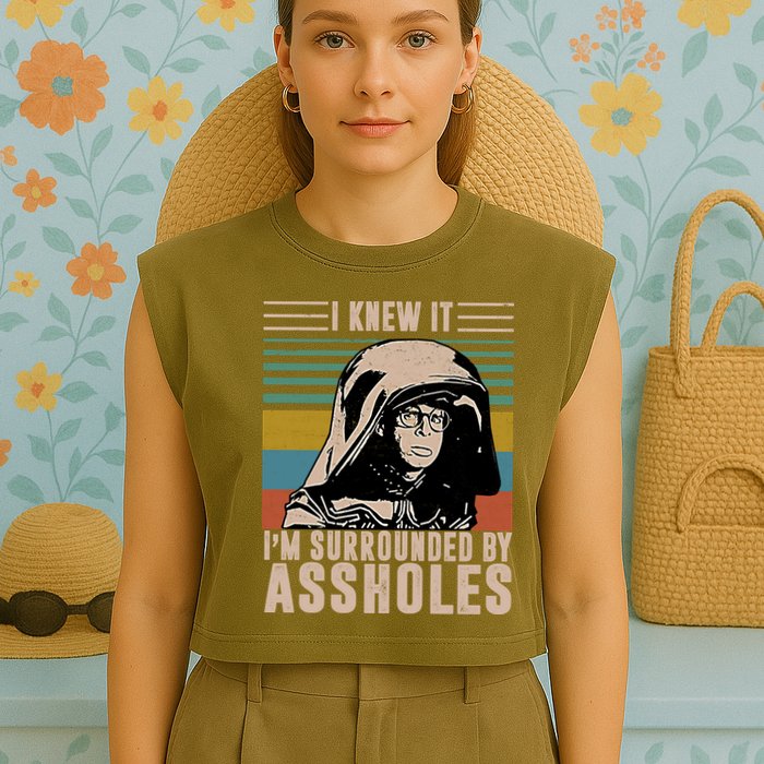 I Knew It I'm Surrounded By Assholes Retro Garment-Dyed Women's Muscle Tee