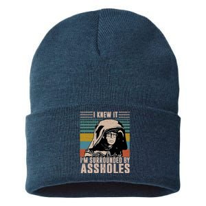 I Knew It I'm Surrounded By Assholes Retro Sustainable Knit Beanie