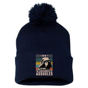 I Knew It I'm Surrounded By Assholes Retro Pom Pom 12in Knit Beanie