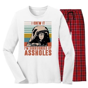 I Knew It I'm Surrounded By Assholes Retro Women's Long Sleeve Flannel Pajama Set 