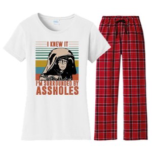 I Knew It I'm Surrounded By Assholes Retro Women's Flannel Pajama Set