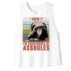 I Knew It I'm Surrounded By Assholes Retro Women's Racerback Cropped Tank