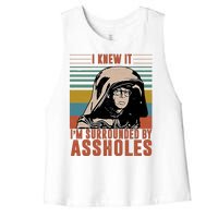 I Knew It I'm Surrounded By Assholes Retro Women's Racerback Cropped Tank