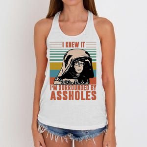 I Knew It I'm Surrounded By Assholes Retro Women's Knotted Racerback Tank