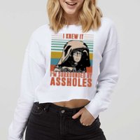 I Knew It I'm Surrounded By Assholes Retro Cropped Pullover Crew