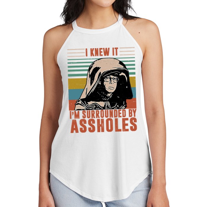 I Knew It I'm Surrounded By Assholes Retro Women's Perfect Tri Rocker Tank