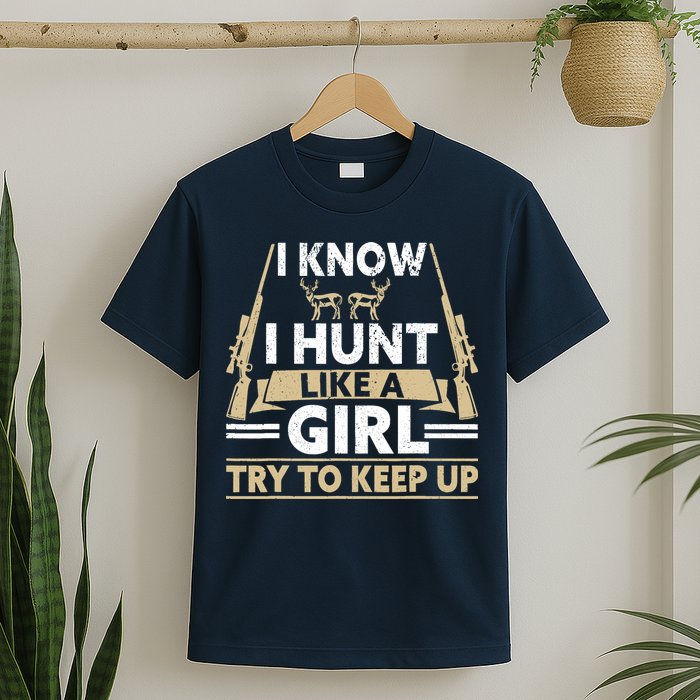I Know I Hunt Like A Girl Try To Keep Up Funny Hunting T-Shirt