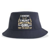 I Know I Hunt Like A Girl Try To Keep Up Funny Hunting Sustainable Bucket Hat
