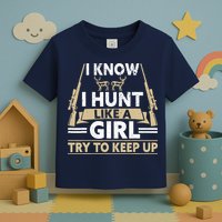 I Know I Hunt Like A Girl Try To Keep Up Funny Hunting Toddler T-Shirt