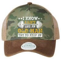 I Know I Lift Like An Old Man Try To Keep Up Weightlifting Legacy Tie Dye Trucker Hat