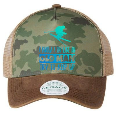 I Know I Ski Like An Old Try To Keep Up Skier Snowboard Gift Legacy Tie Dye Trucker Hat