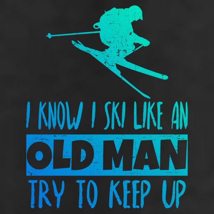 I Know I Ski Like An Old Try To Keep Up Skier Snowboard Gift 7 Panel Mesh Trucker Snapback Hat