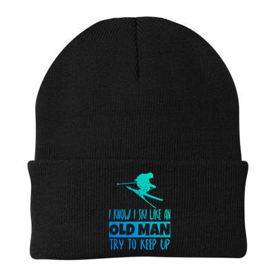 I Know I Ski Like An Old Try To Keep Up Skier Snowboard Gift Beanie