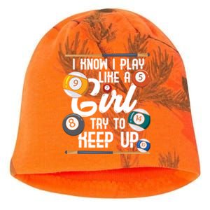 I Know I Play Like A Funny Eight Ball Pool Billiards Funny Gift Kati - Camo Knit Beanie