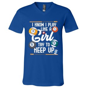 I Know I Play Like A Funny Eight Ball Pool Billiards Funny Gift V-Neck T-Shirt