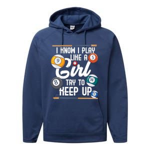 I Know I Play Like A Funny Eight Ball Pool Billiards Funny Gift Performance Fleece Hoodie