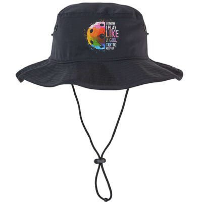I Know I Play Like A Girl Funny Pickleball Player Bucket Hat