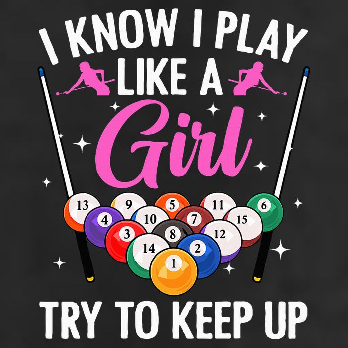 i know i play like a girl Billiards try to keep up Garment-Dyed Fleece Hoodie