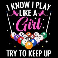 i know i play like a girl Billiards try to keep up Drawstring Bag