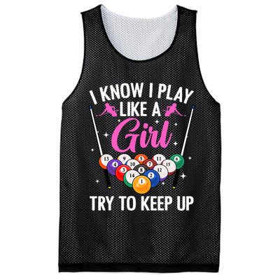i know i play like a girl Billiards try to keep up Mesh Reversible Basketball Jersey Tank