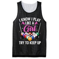 i know i play like a girl Billiards try to keep up Mesh Reversible Basketball Jersey Tank