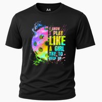 I Know I Play Like A Girl Try To Keep Up Pickleball Dink Gift Performance Shirt