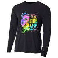 I Know I Play Like A Girl Try To Keep Up Pickleball Dink Gift Cooling Performance Long Sleeve Crew