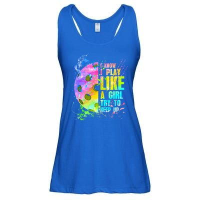 I Know I Play Like A Girl Try To Keep Up Pickleball Dink Gift Ladies Essential Flowy Tank