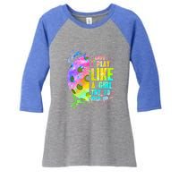 I Know I Play Like A Girl Try To Keep Up Pickleball Dink Gift Women's Tri-Blend 3/4-Sleeve Raglan Shirt