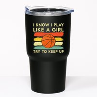 I Know I Play Like A Girl Try To Keep Up Basketball Player Tumbler